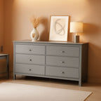 Pebble Gray 6 Drawer Double Dresser For Nursery Greenguard Gold Certified-0