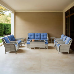 Cozy 11 Piece Outdoor Furniture Set with Swivel Chairs-0