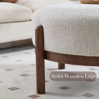 Beige Sherpa Ottoman Footstool With Premium Lumber-4