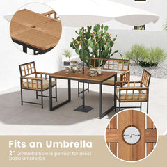 4 Piece Patio Dining Set With 47 Inch Acacia Table-2
