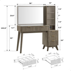48 Inch Fluted Vanity Desk Large Mirror Panel LED With Adjustable Brightness-1