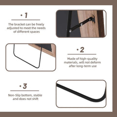 Arched Full Length Mirror 71x32 Inch Brown Solid Wood Frame-2