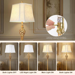 Vintage Floor Lamp With Night light 65 Inch Tall Brass-3