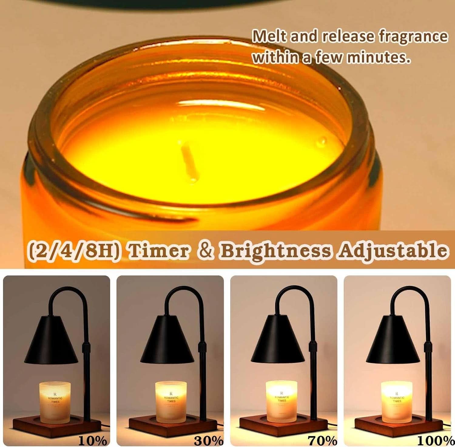 Elegant Black Illuminating Candle Warmer Lamp Timer