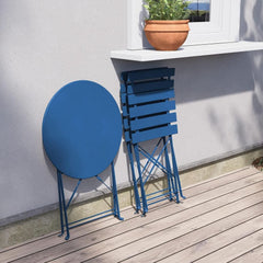 Peacock Blue Folding Patio Bistro Set 3 Piece Outdoor-4