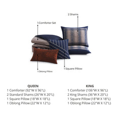 Bebejan Dark Blue Animal Prints 5 Piece Reversible Comforter Set