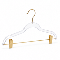 Plastic Clear Hangers with Gold Hooks & Clips- Adult 100pcs-1