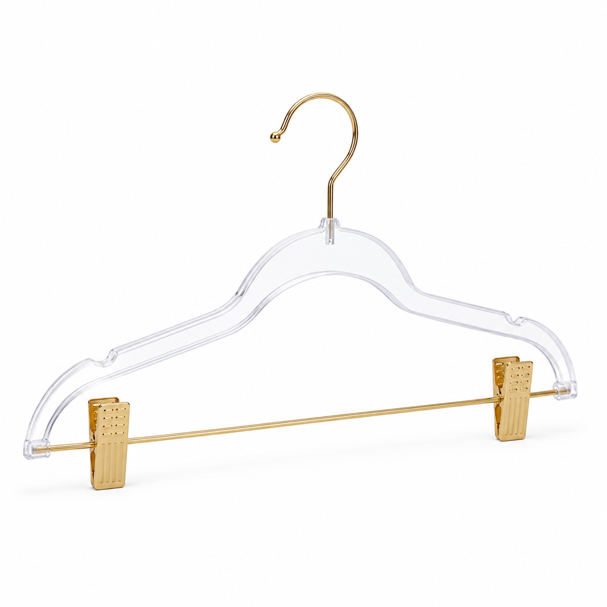 Plastic Clear Hangers with Gold Hooks & Clips- Adult 100pcs-1