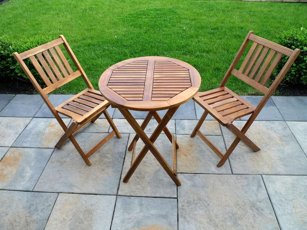 Acacia Round Folding Bistro Table And Chair Set Outdoor-1