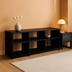 Entertainment Center TV Stand 65 Inch With Metal Frame Americano Black-0
