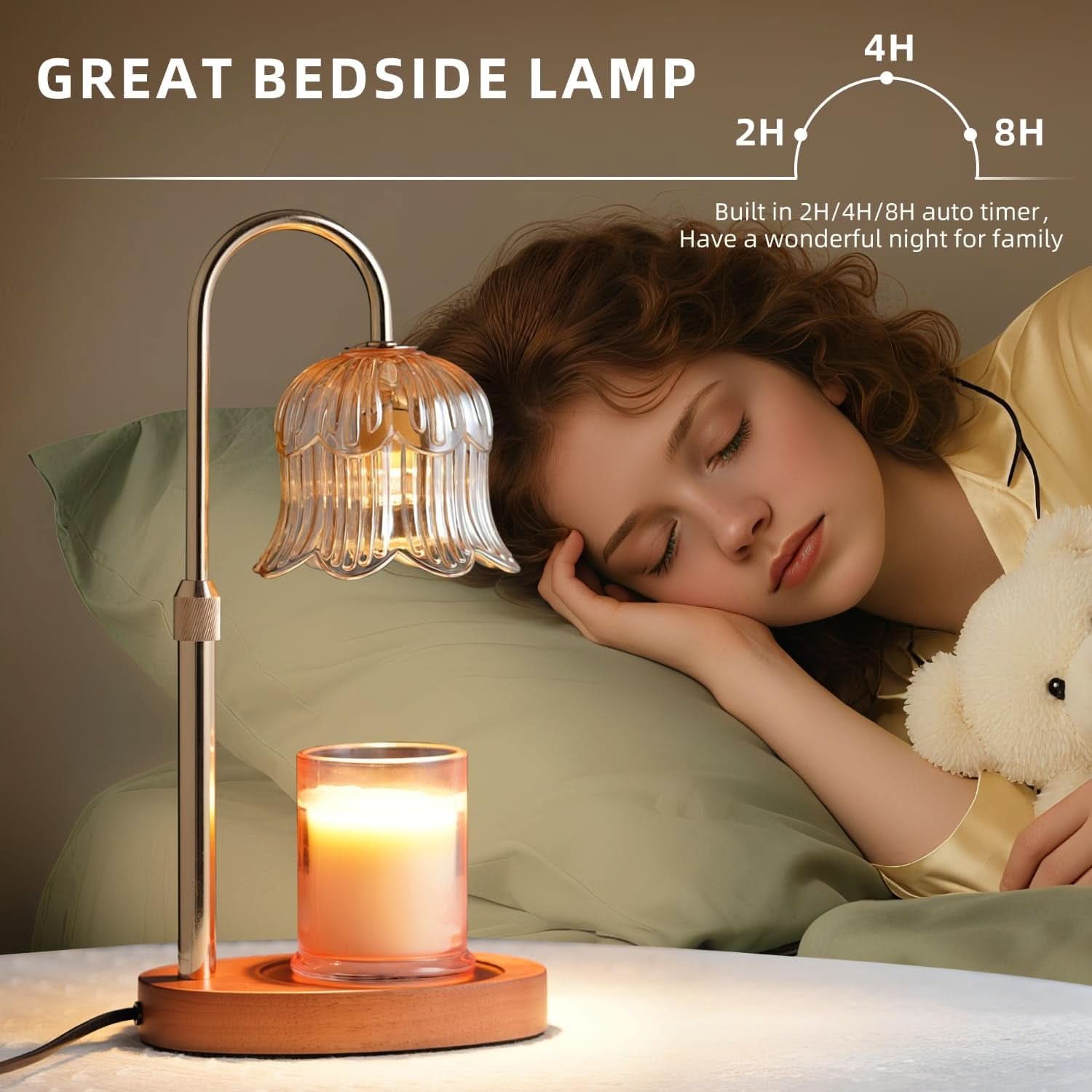 Flower Shaped Ceramic Candle Warmer Lampstand Timer