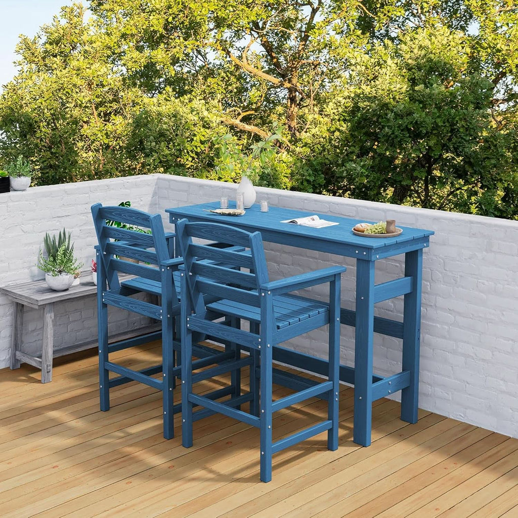 Adirondack Outdoor Bar Table And Chairs Set Blue-1