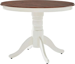 Round Dining Table Set Distressed White Five Piece Set-1
