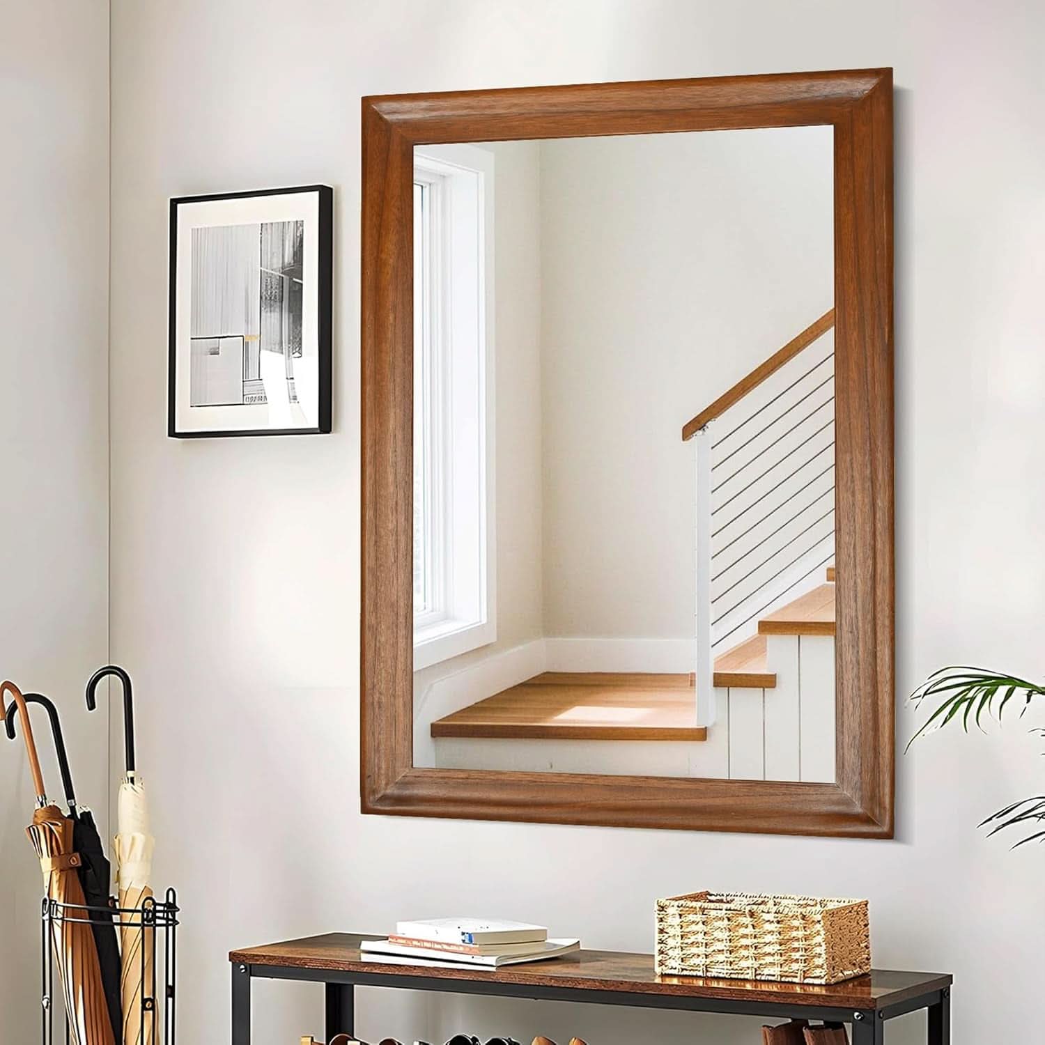 Rectangular Farmhouse Wood Bathroom Mirror 30x40 Brown-3