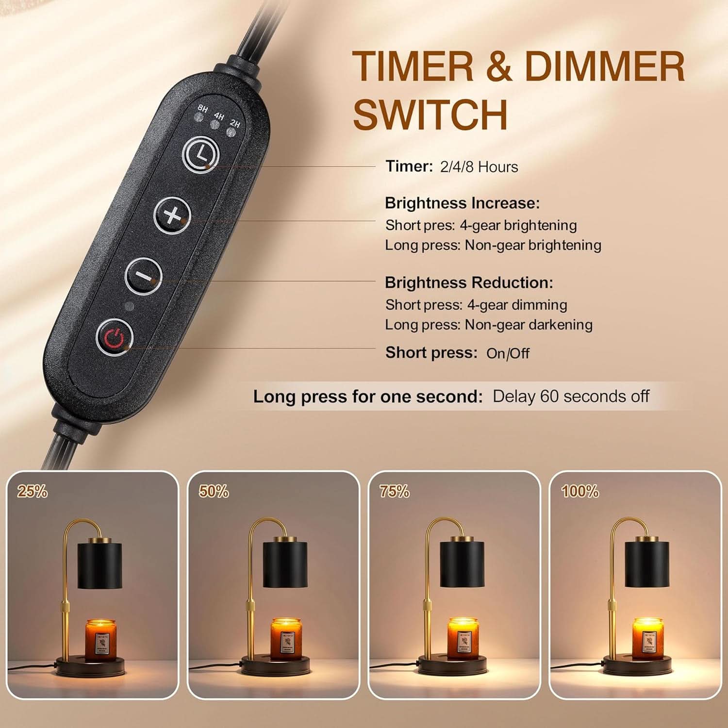 Candle Warmer Lamp With Programmable Timer Dimming