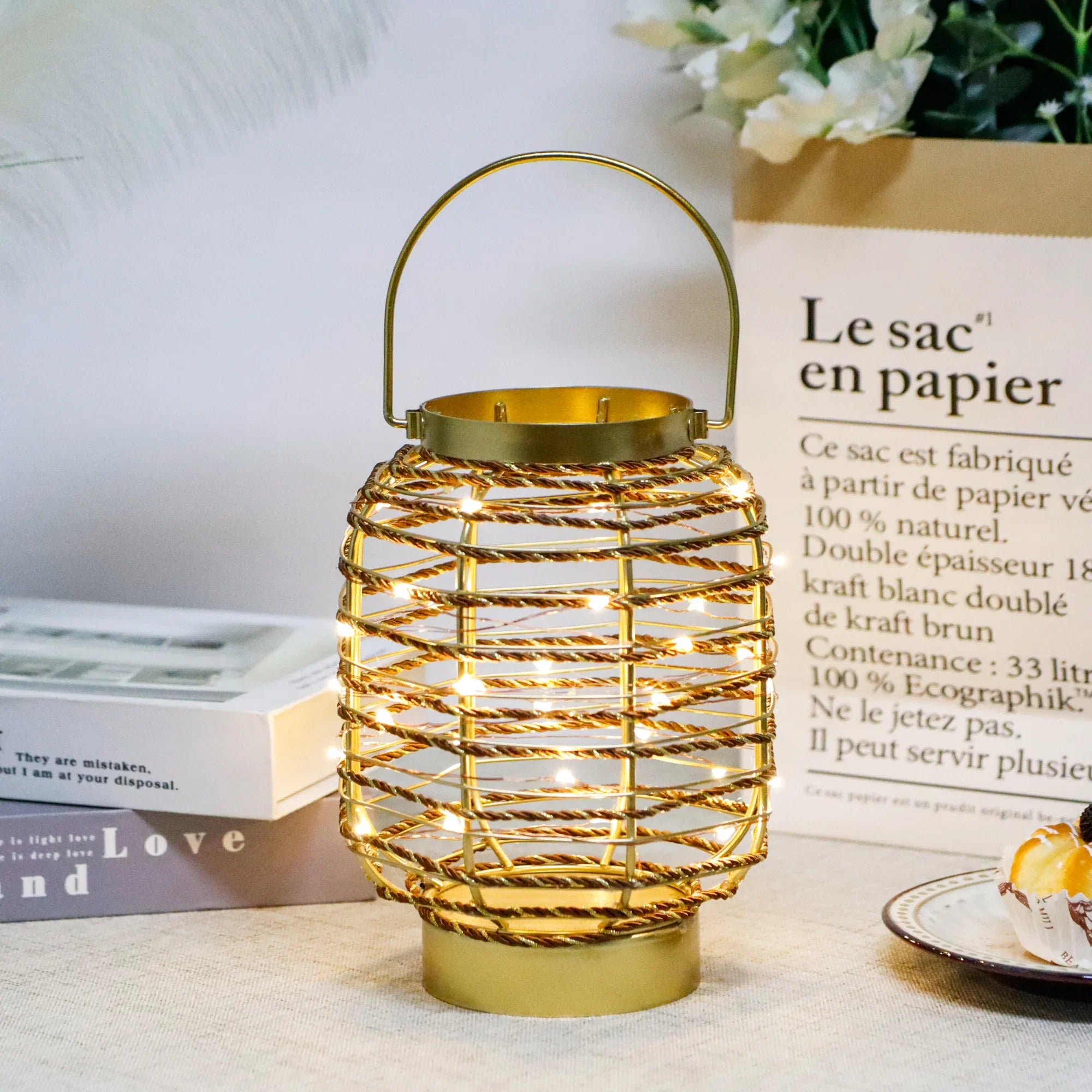 7.7 "H Metal Cage LED Cordless Lamp Battery Operated-2