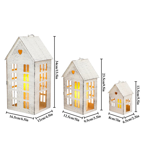 13.5"&9.5"&5.5"H Village Farmhouse House Candle Holders for Home Decor Patio Wedding-1