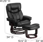Leathersoft Upholstered Recliner With Ottoman Black-2