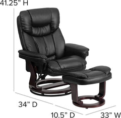 Leathersoft Upholstered Recliner With Ottoman Black-2