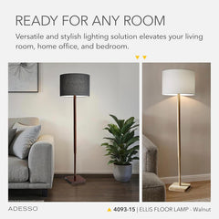 Floor Lamp Walnut Grey Shade Adjustable Fifty Eight Inch Tall-2