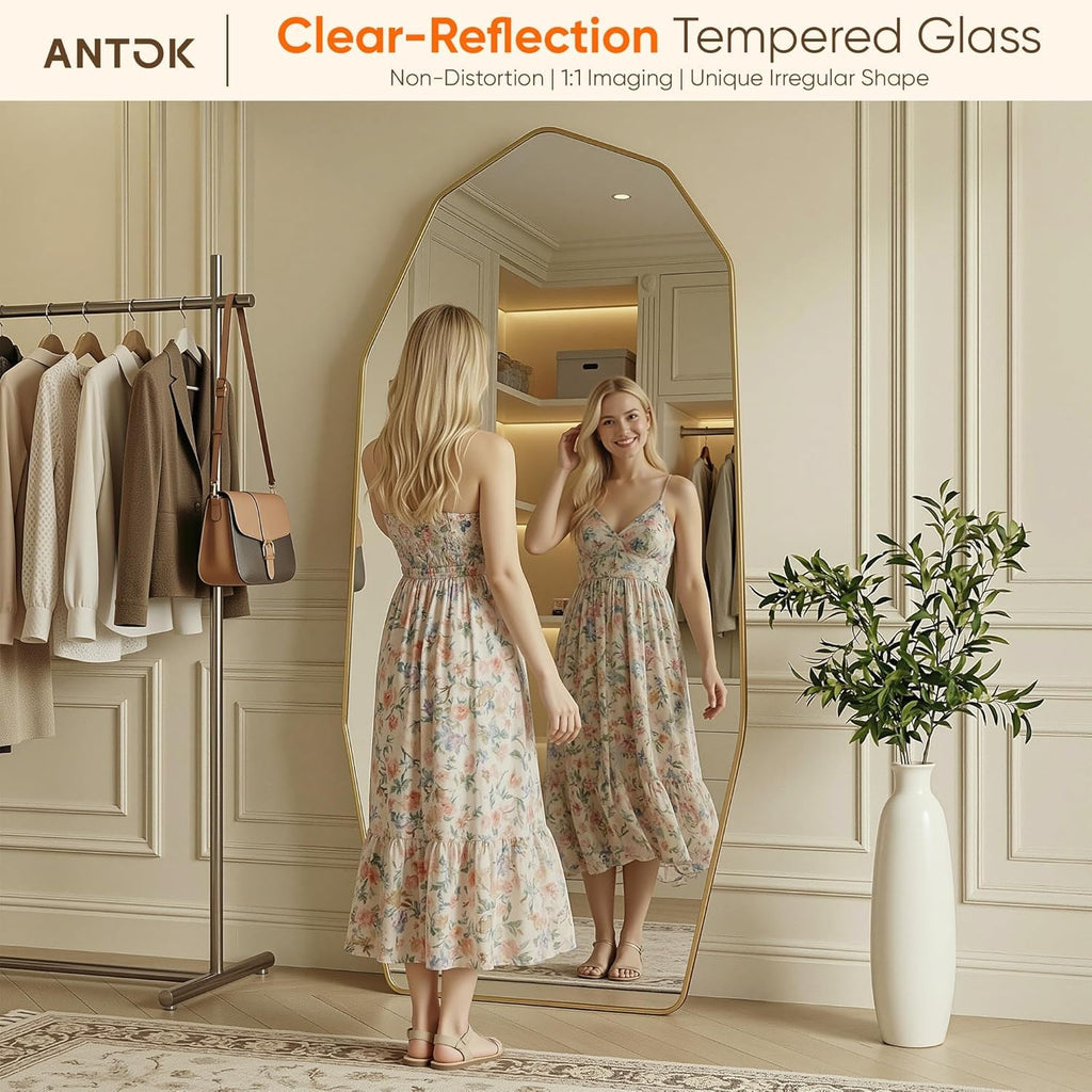 Full Length Mirror Seventy One Inches By Thirty Two Inches Gold Diamond Frame-3