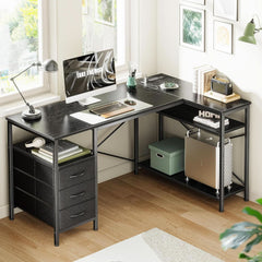 L Shaped Desk 47 Inch With Power Outlets And Ample Storage-1