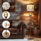 Sixty Five Inch Tall Rustic Deer Antler Floor Lamp Nightlight-1