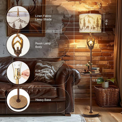 Sixty Five Inch Tall Rustic Deer Antler Floor Lamp Nightlight-1