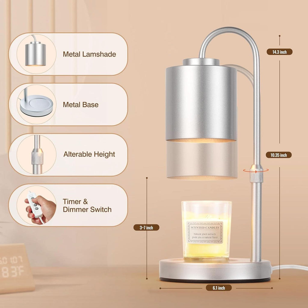 Silver Electrical Candle Warmer Lamp Timed Dimming