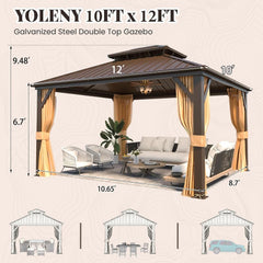 10x12 Hardtop Gazebo Weatherproof Aluminum Frame Patio-1
