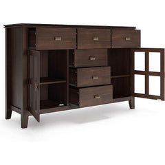 Chestnut Brown Contemporary Sideboard With Glass Doors-3