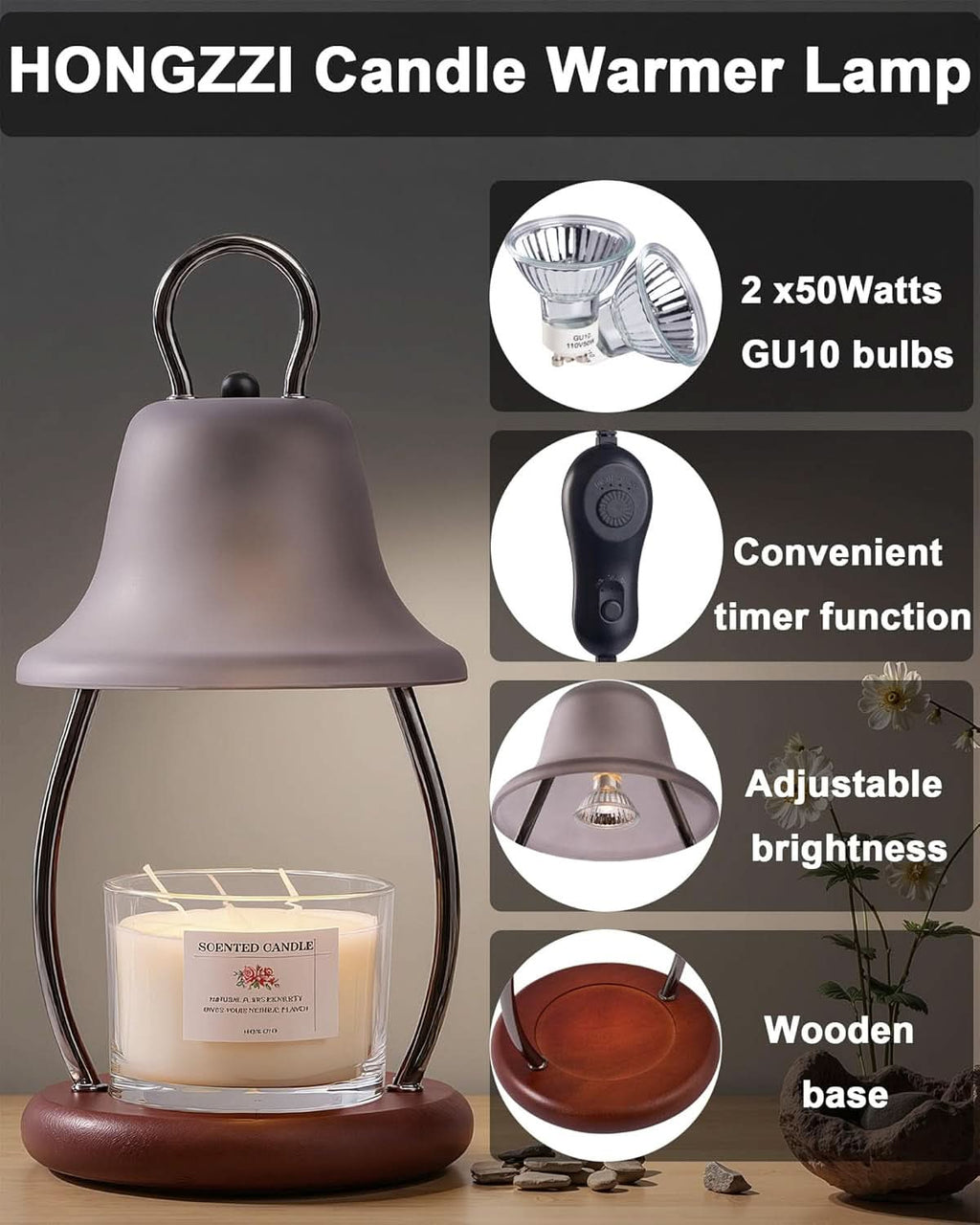 Industrial Black Stainless Candle Warmer Lamp Timer