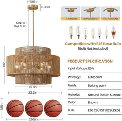 Twenty Four Inch Handwoven Chandelier Dining Room Fixture-0