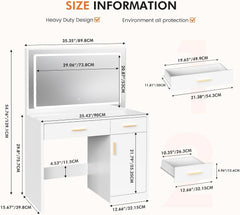 Vanity Desk With 35 Inch LED Backlit Reflection Mirror-1