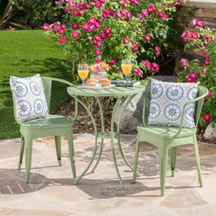 Colmar Outdoor Iron Bistro Set 3 Piece Matte Green-1