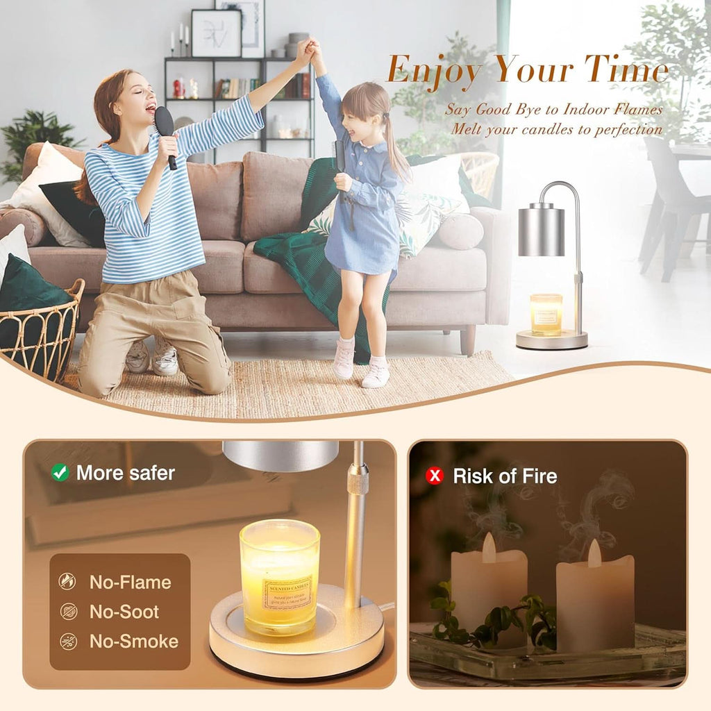 Silver Electrical Candle Warmer Lamp Timed Dimming