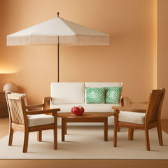 Acacia Wood 4 Piece Patio Conversation Set With Cushions-0