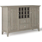 Rustic Gray Pine Wood Sideboard Buffet With Wine Storage-1
