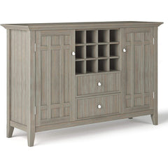 Rustic Gray Pine Wood Sideboard Buffet With Wine Storage-1
