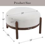Beige Sherpa Ottoman Footstool With Premium Lumber-1