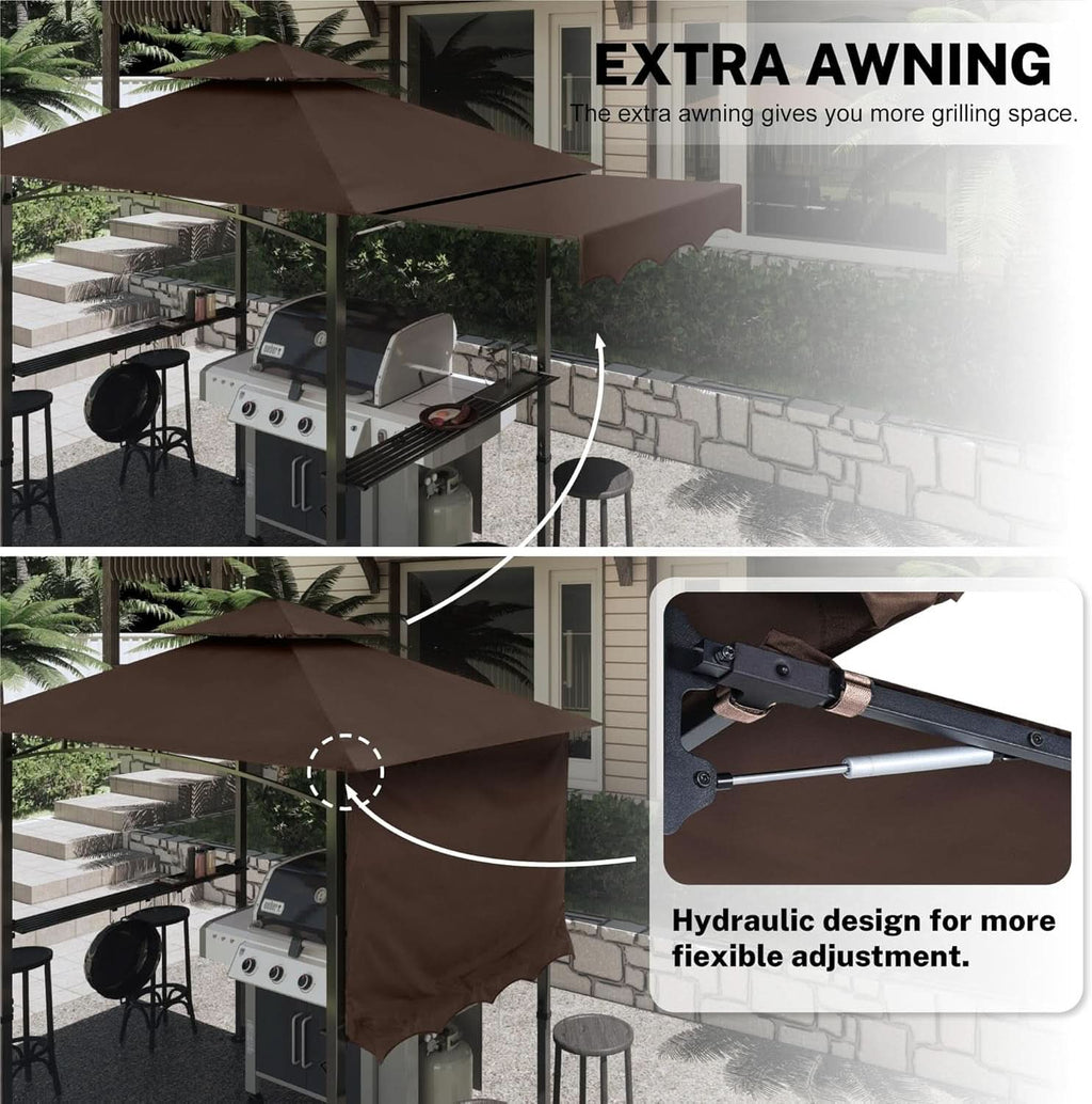 11x5 Grill Gazebo With Brown Weatherproof Lighting-2