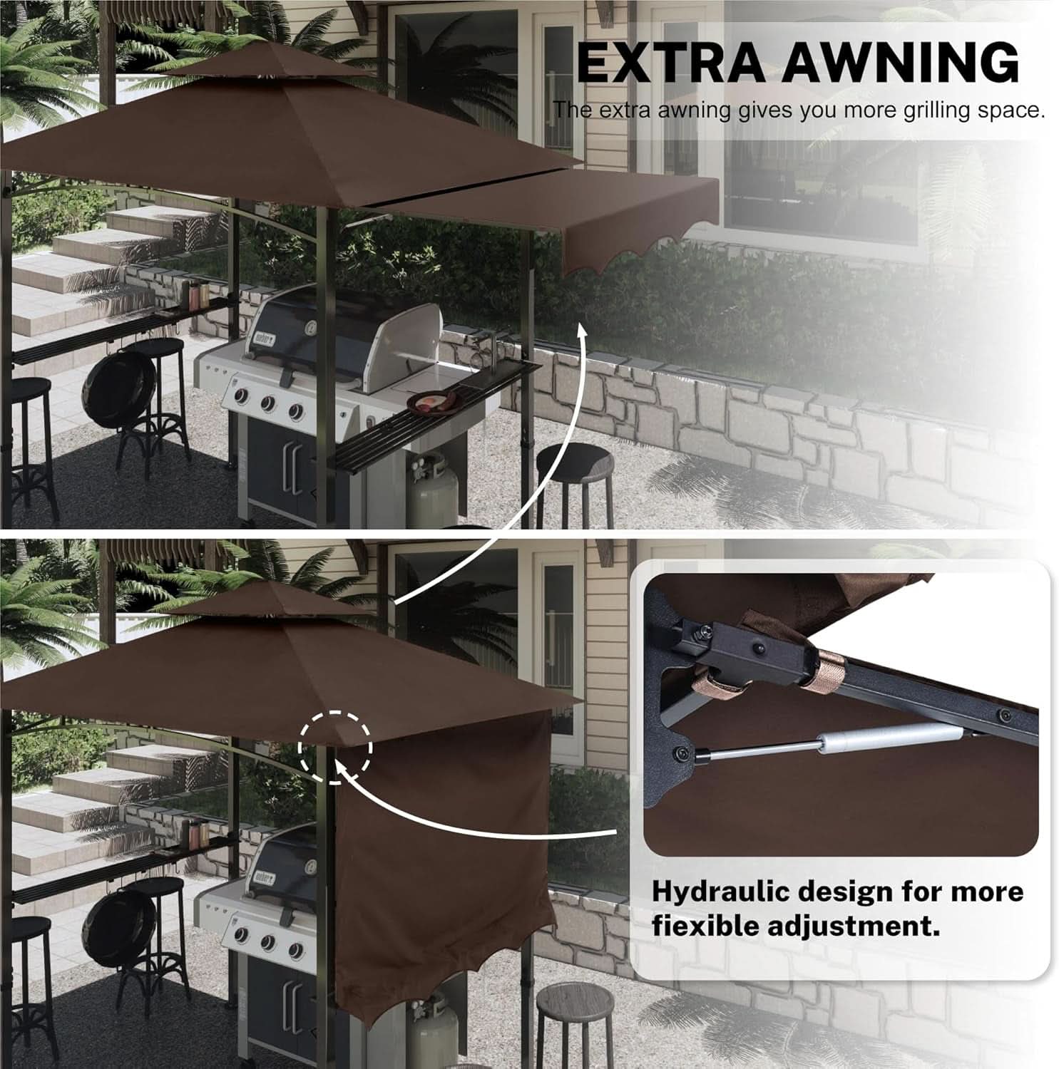 11x5 Grill Gazebo With Brown Weatherproof Lighting-2