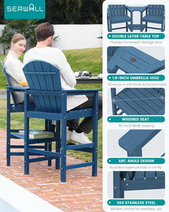 Widened Tall Adirondack Chairs Set with Double Tray-3