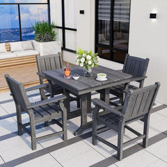 Spacious Five Piece Outdoor Dining Set with Umbrella Hole-1