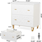 Two Drawer Lateral File Cabinet White And Gold For Legal Letter A4 Files Printer Stand Home Office-1