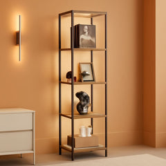 Display Shelf Floor Lamp With RGBW Light Gray Five Tier-4