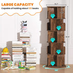 Rotating Five Tier Bookcase Rustic Brown Finishing-2