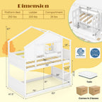 Twin Over Twin White Wood House Bunk Bed For Kids Room-0