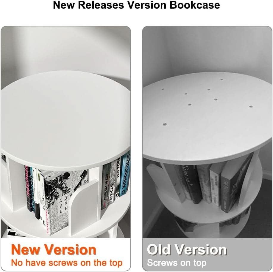 Rotating Bookshelf 2 Tier White Narrow Corner Swivel-2