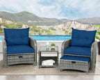 5 Pieces Wicker Outdoor Patio Chairs Set With Ottoman Blue-1